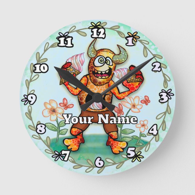 Horloge Ronde Monstre de Crème Glacée (Recto)