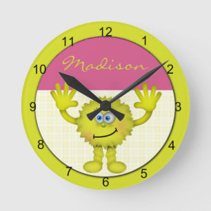 Horloge Ronde Monstre vert mignon