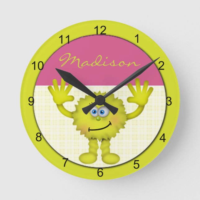 Horloge Ronde Monstre vert mignon (Recto)