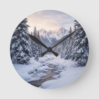 Horloge Ronde Montagne enneigée en hiver