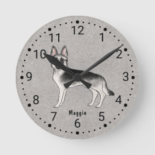 Horloge Ronde Montre à numéros Chien Berger Allemand Silver Sabl