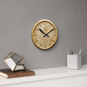 Horloge Ronde Montre dorée élégante pour 50e anniversaire de mar