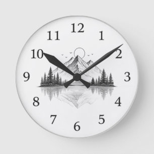 Horloge Ronde Montre élégante de la nature montagneuse