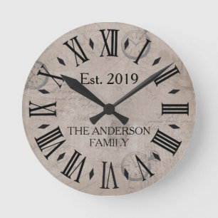 Horloge Ronde Montre Rétro Vintage Rustique Antique en Distress