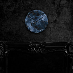 Horloge Ronde Moody Agate   Marine Denim Steel Blue Faux Parties