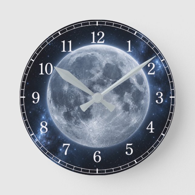 Horloge Ronde Moon Wall Clock — Space-Inspired Design (Recto)