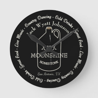 Horloge Ronde Moonshine amusante Honneur tonk barre cadran