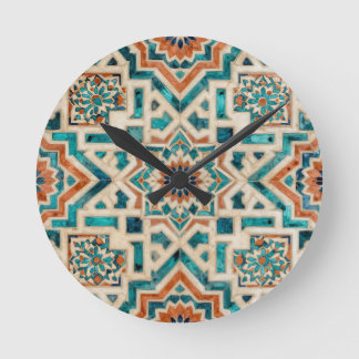 Horloge Ronde Moroccan Mosaic Pattern
