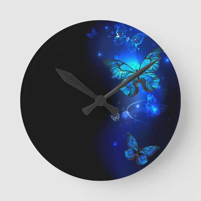 Horloge Ronde Morpho Butterfly in the Dark Background (Recto)