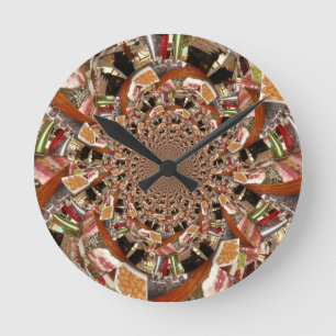 Horloge Ronde Mosaïque de sushis Brown
