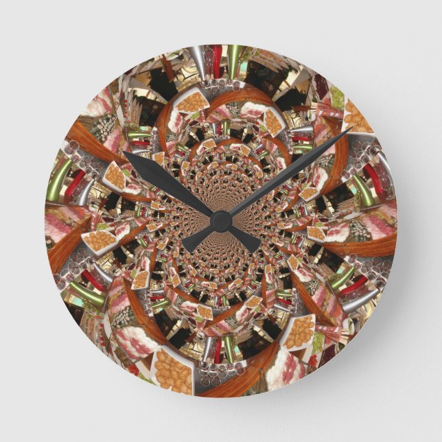 Horloge Ronde Mosaïque de sushis Brown (Recto)