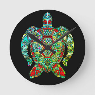 Horloge Ronde Mosaïque de tortue de mer