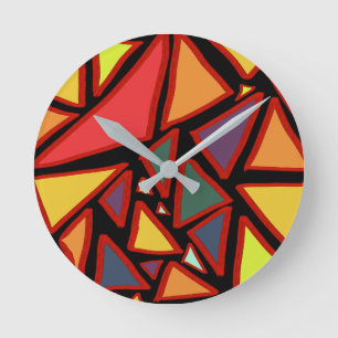 Horloge Ronde Mosaïque géométrique multicolore Triangles