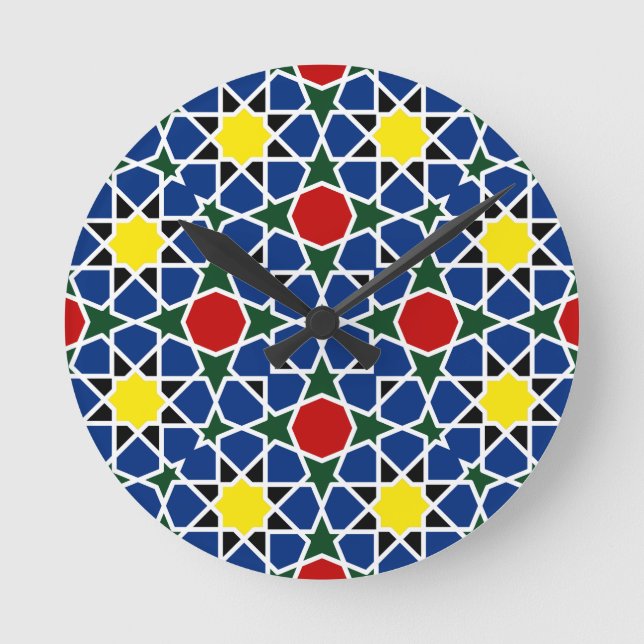 Horloge Ronde Mosaïque marocaine Mosaïque géométrique Motif (Recto)