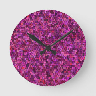 Horloge Ronde Mosaïque Rose Violet