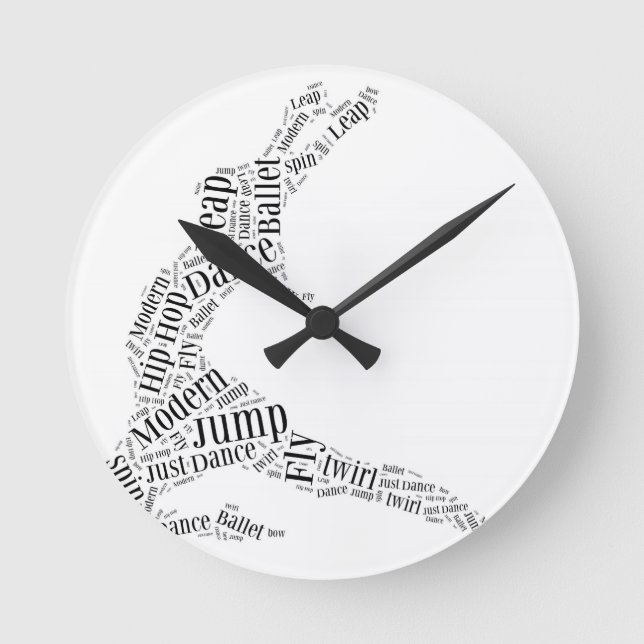 Horloge Ronde Mot de danse Cloud noir et blanc (Recto)