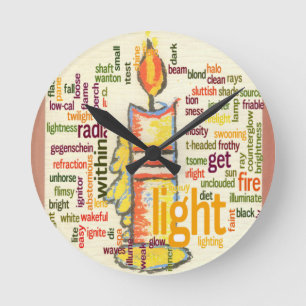 Horloge Ronde Mot de flamme de bougie Cloud Art Imprimer