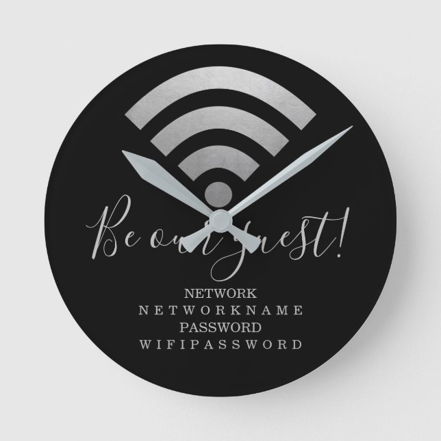 Horloge Ronde Mot de passe Wifi et réseau personnalisé (Recto)