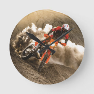 Horloge Ronde Motard de motocross