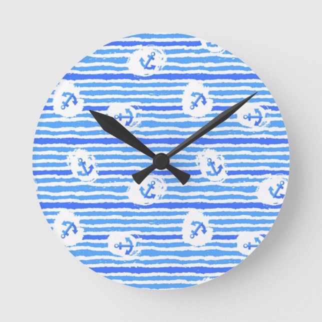 Horloge Ronde Motif 1 d'Ancre d'aquarelle (Recto)