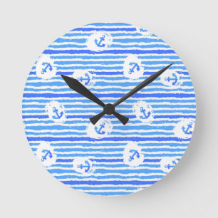 Horloge Ronde Motif 1 d'Ancre d'aquarelle