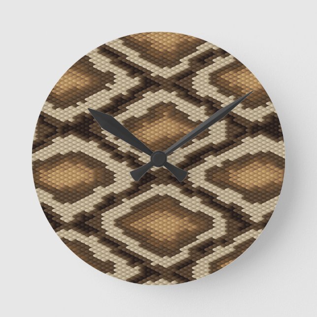 Horloge Ronde Motif 2 de peau de serpent de python (Recto)