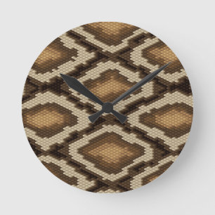 Horloge Ronde Motif 2 de peau de serpent de python