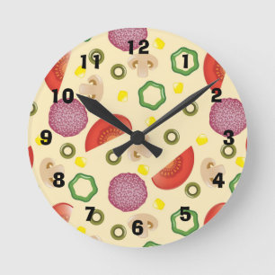 Horloge Ronde Motif 2 de pizza