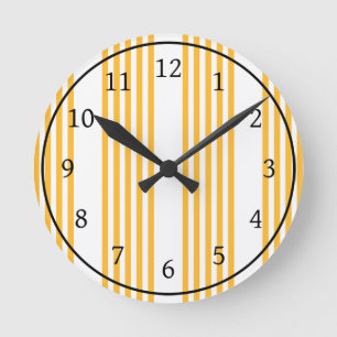 Horloge Ronde Motif à cinq bandes jaune et blanc ensoleillé