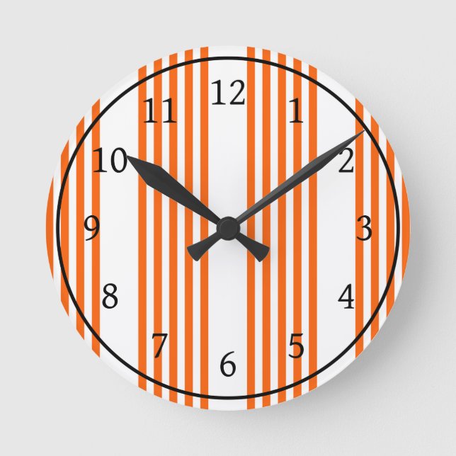 Horloge Ronde Motif à cinq bandes orange et blanc (Recto)