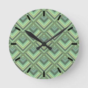 Horloge Ronde Motif à échelle à rayures vert olive