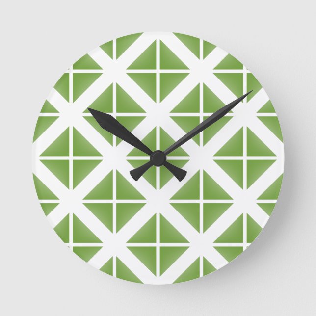 Horloge Ronde Motif à la mode vert de triangle (Recto)