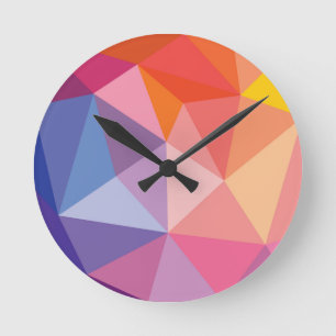 Horloge Ronde Motif abstrait coloré de triangle
