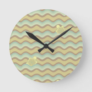 Horloge Ronde motif abstrait coloré, vagues
