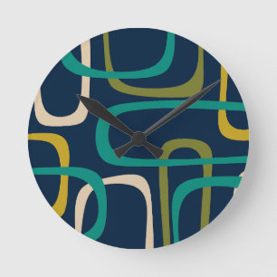 Horloge Ronde Motif abstrait de boucles modernistes du milieu du