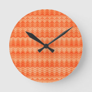 Horloge Ronde Motif abstrait de textile de zigzag de rouge