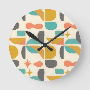 Horloge Ronde Motif Abstrait Moderne du Milieu du Siècle