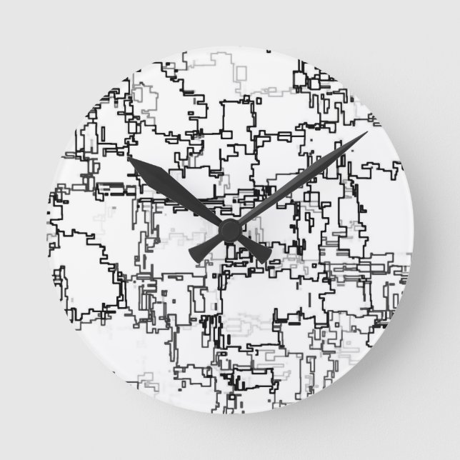 Horloge Ronde Motif Abstrait noir et blanc (Recto)