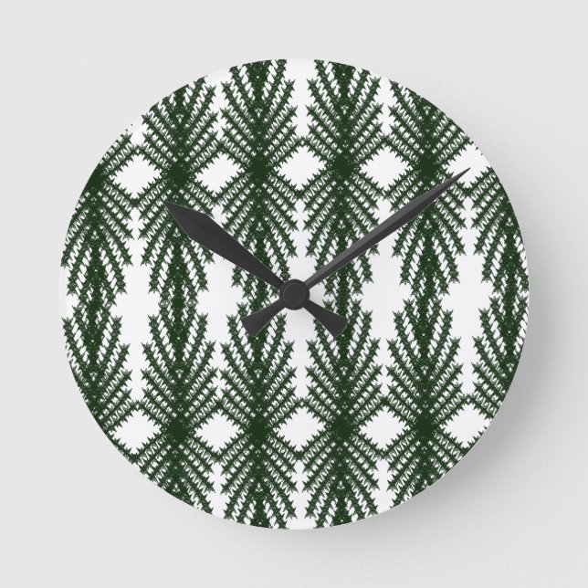 Horloge Ronde Motif abstrait personnalisé d'arbre de pin de coul (Recto)