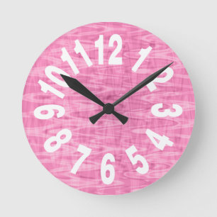Horloge Ronde Motif Abstrait rose grand nombre