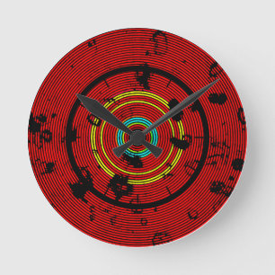 Horloge Ronde Motif Abstrait rouge circulaire