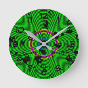 Horloge Ronde Motif Abstrait vert circulaire