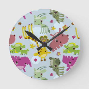 Horloge Ronde motif animal de safari