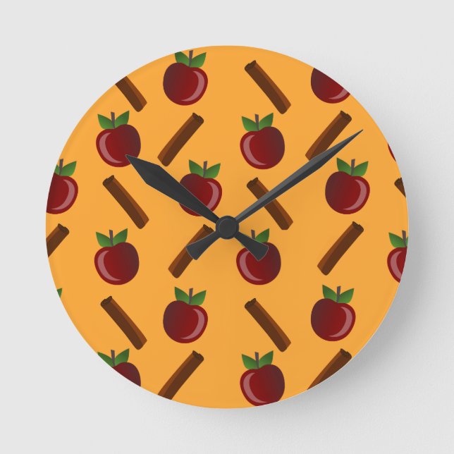 Horloge Ronde Motif Apple Cinnamon (Recto)