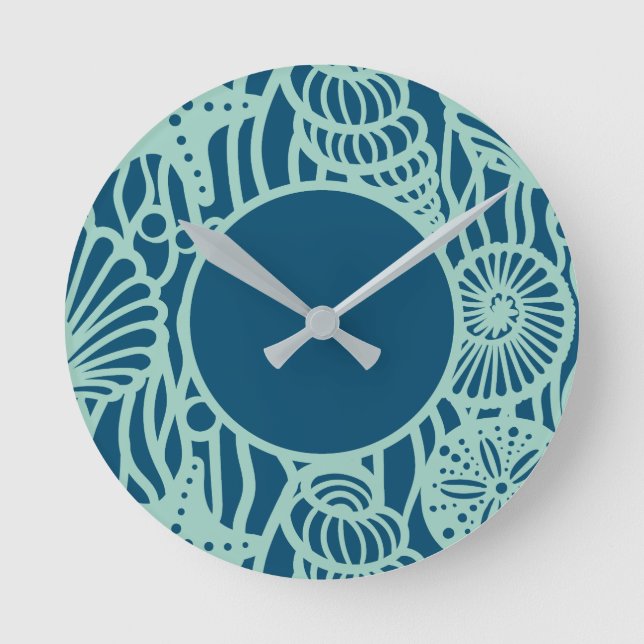 Horloge Ronde Motif Aqua Seashell (Recto)