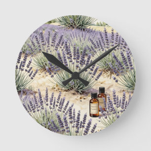 Horloge Ronde Motif aquarelle d'eau florale de lavande
