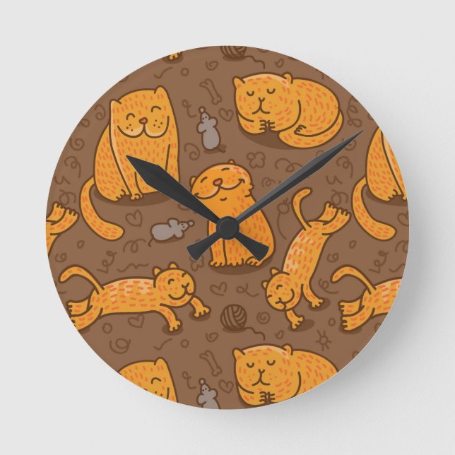 Horloge Ronde Motif avec des chats (Recto)
