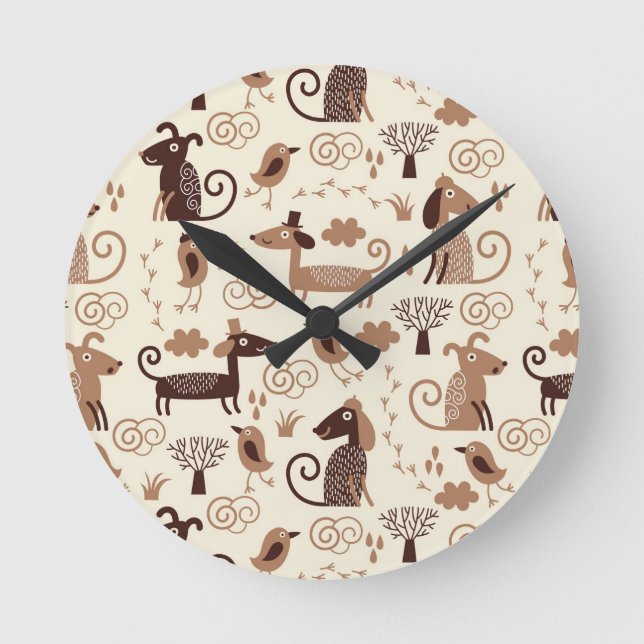 Horloge Ronde motif avec des chiens mignons (Recto)