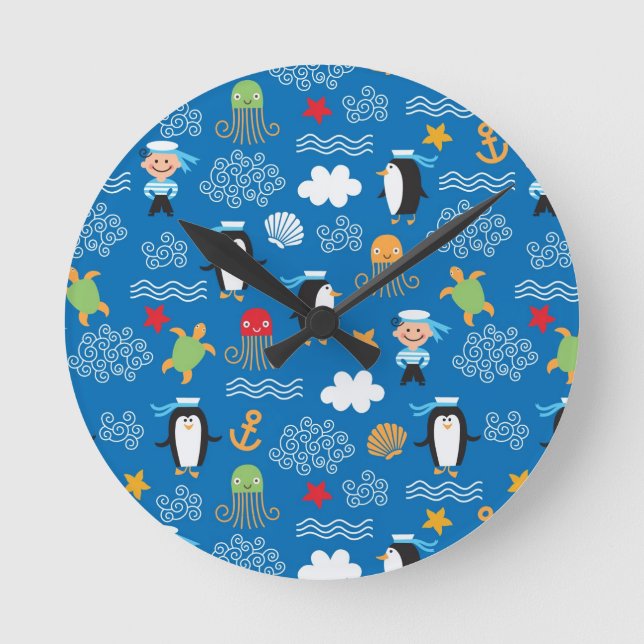 Horloge Ronde motif avec le thème de mer (Recto)