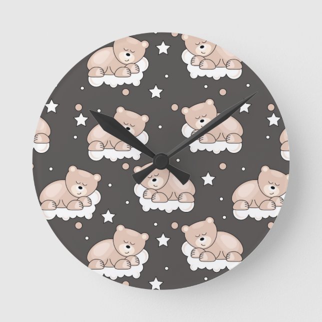 Horloge Ronde motif avec petit ours couché (Recto)